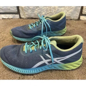 Asics Women’s FuzeX Lyte Athletic Running Shoes Blue/Green/Grey T670N Size 10